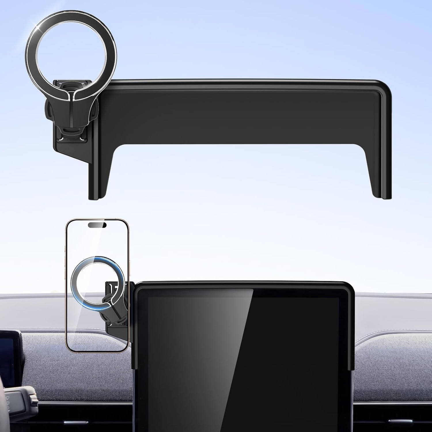 pop-tech Magnetic Car Mount Compatible with 2021-2025 Ford Mustang Mach-E Strong Magnets Cell Phone Holder for MagSafe Auto