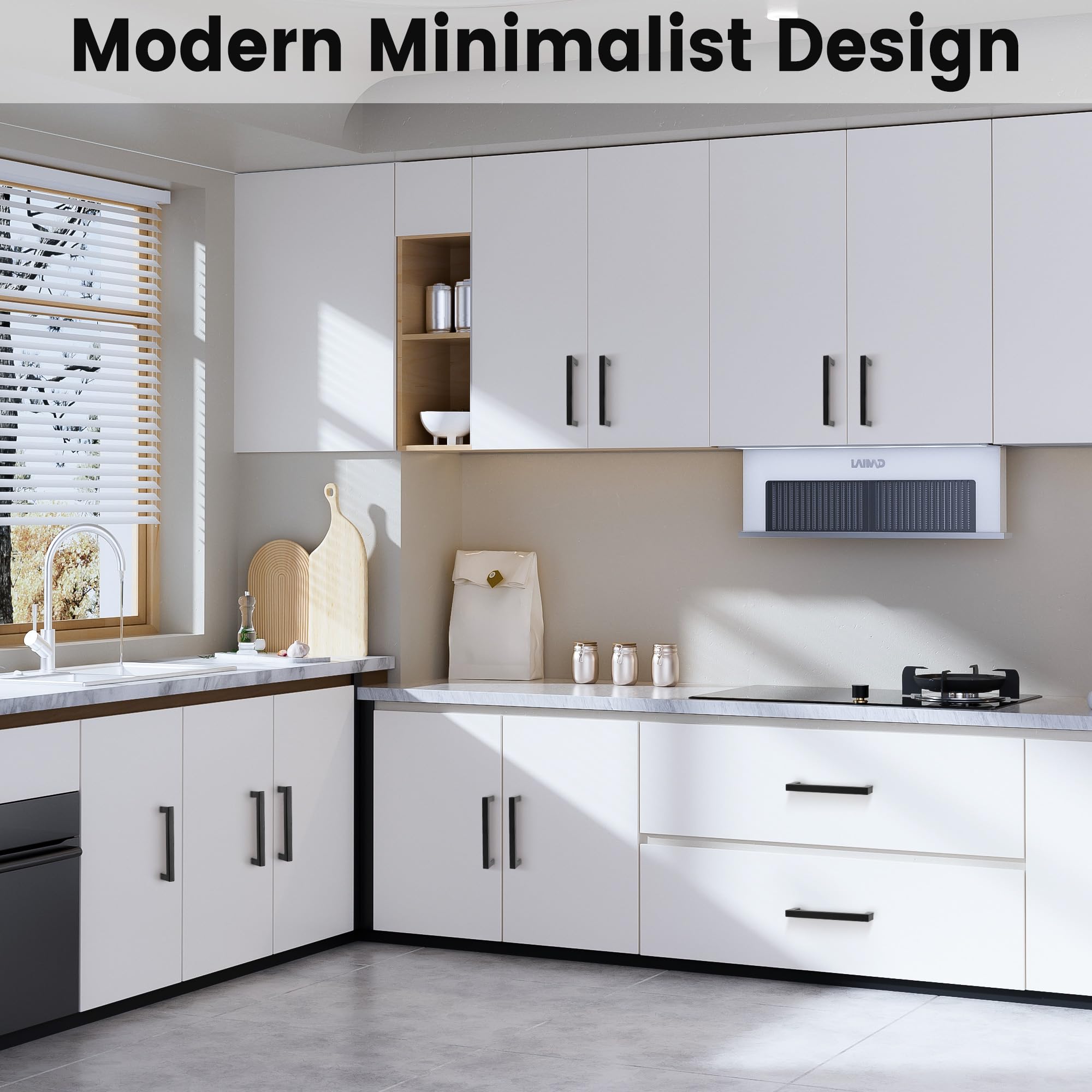 Vortix 15 maniglie per mobili in acciaio inox nero opaco, distanza tra i fori 128 mm, design moderno per mobili da cucina, mobili da bagno e cassetti