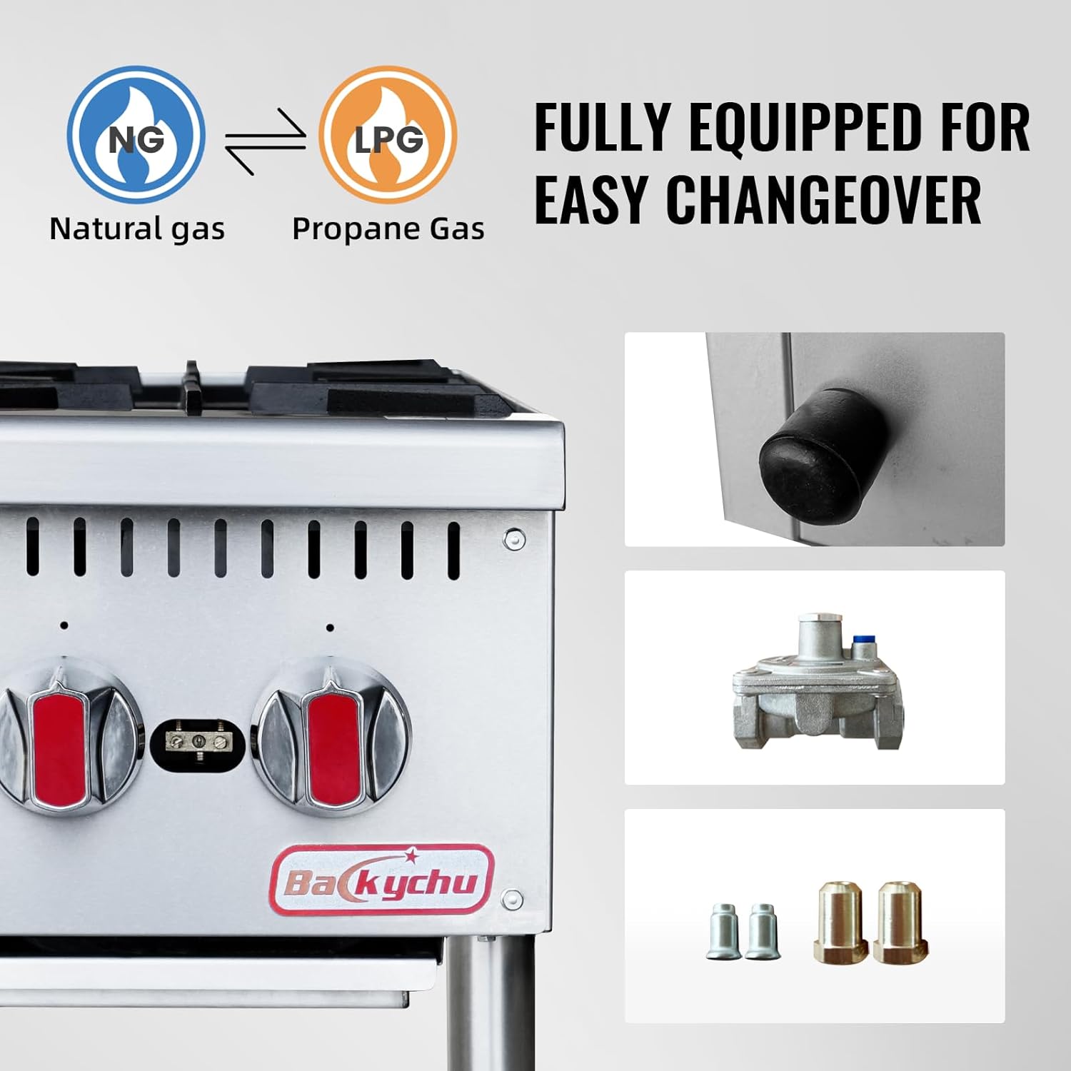 Commercial Gas Stove 4-Burner - 100,000 BTU Countertop Cooking Stove Range, Heavy-Duty Hot Plate, Stainless Steel Cooking Equipment for Restaurant, kitchens, Propane/Natural Gas