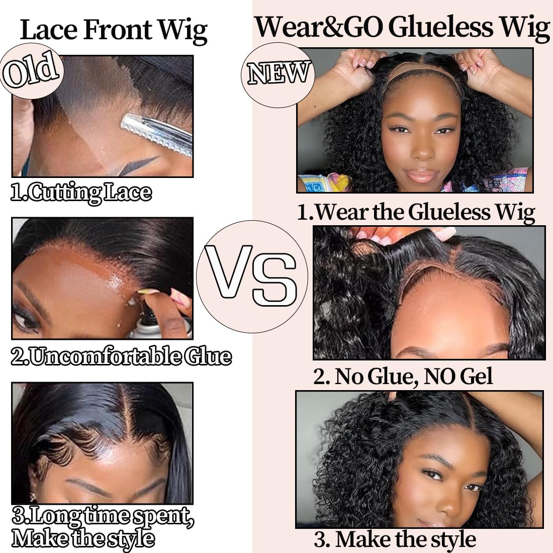 Wigs Human Hair Pre Plucked 4x4 Lace Closure Glueless Wigs for Black Women Human Hair Deep Wave Lace Front Wigs Human Hair Glueless Curly Bob Wig Upgraded No Glue Pre Cut