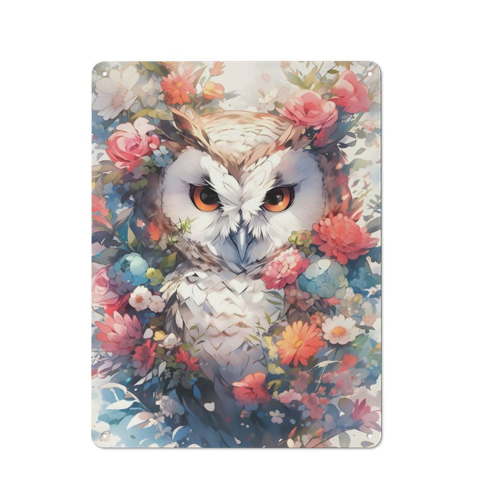 Junmoney Style-17 Garage Style Owl The Wise One Decorative Metal Plaque 40X30cm, Garage Wall Decor For Workshop, Basement, Shed Or Games Room