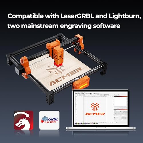Miniatura 6 de Grabador láser, ACMER 7 W (7000 mW), salida de 48 W, precisión de 0.000 in, área de 11.811 x 11.811 in, velocidad de 393.701 inmin, para madera,