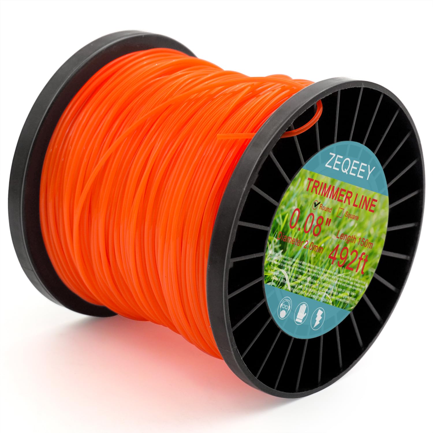 Hilo de Corte para Desbrozadora Universal 150m Redondo Cables para Cortacésped, Nylon 2.0 mm x 150 m (0.08" / 492 pies)
