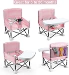 PandaEar Portable Baby Seat Travel Chair for Girls| Compact Fold with Straps for Indoor/Outdoor Use| Great for Camping, Beach, Lawn |Toddlers, Kids (Pink)