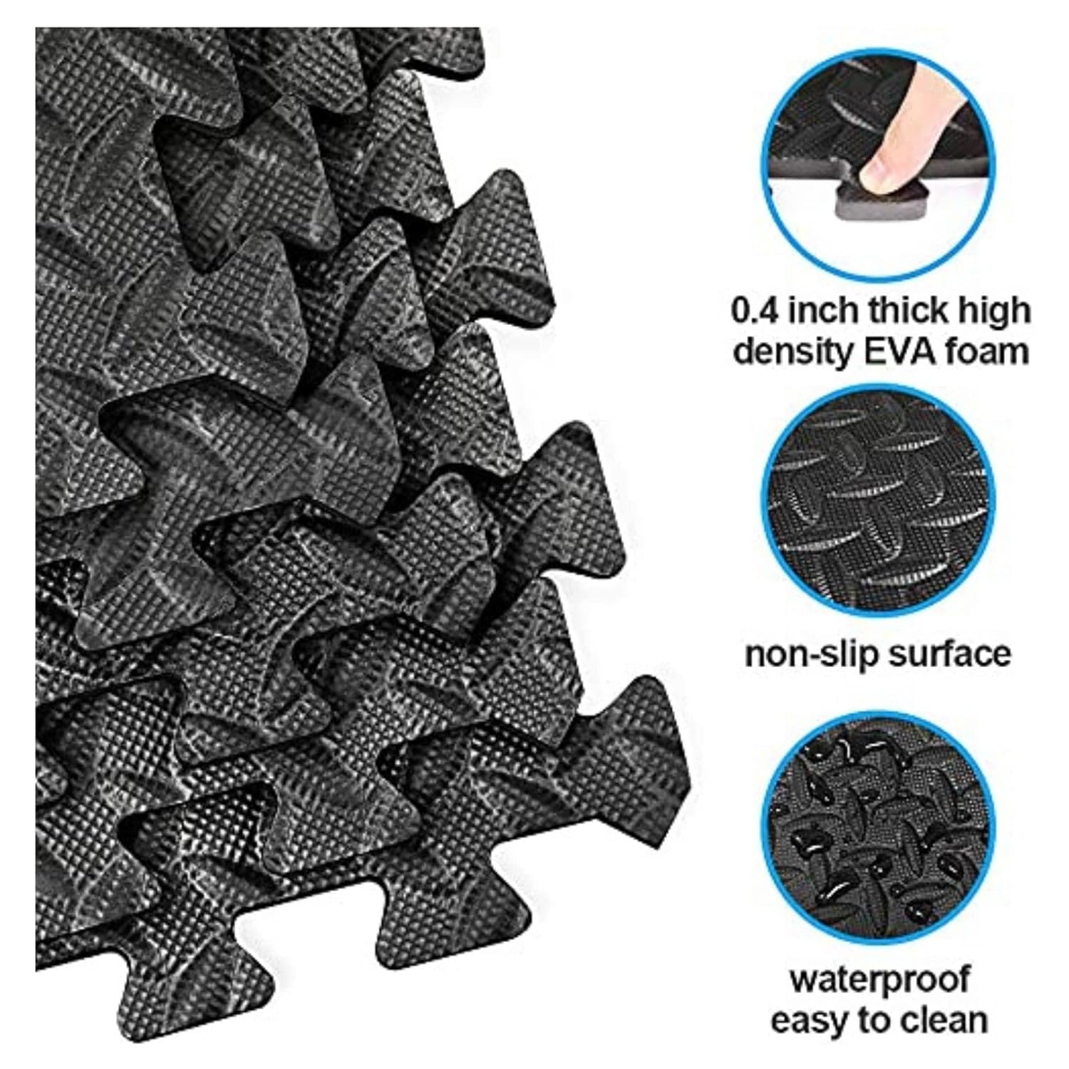 GSQUARE Fitness Puzzle Mat, Gym Floor Mat, Exercise Mat, EVA Foam Interlocking Tiles, Protective Flooring for Gym Equipment and Workouts, 12mm Extra Thick (Grey - Black, 6 mats - 24 sqft) 4