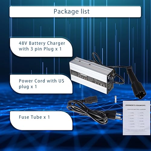 Miniatura 5 de Cargador de carga de batería de 3 pines de 48 V con reemplazo de enchufe para carrito de golf Yamaha años 2007 y más