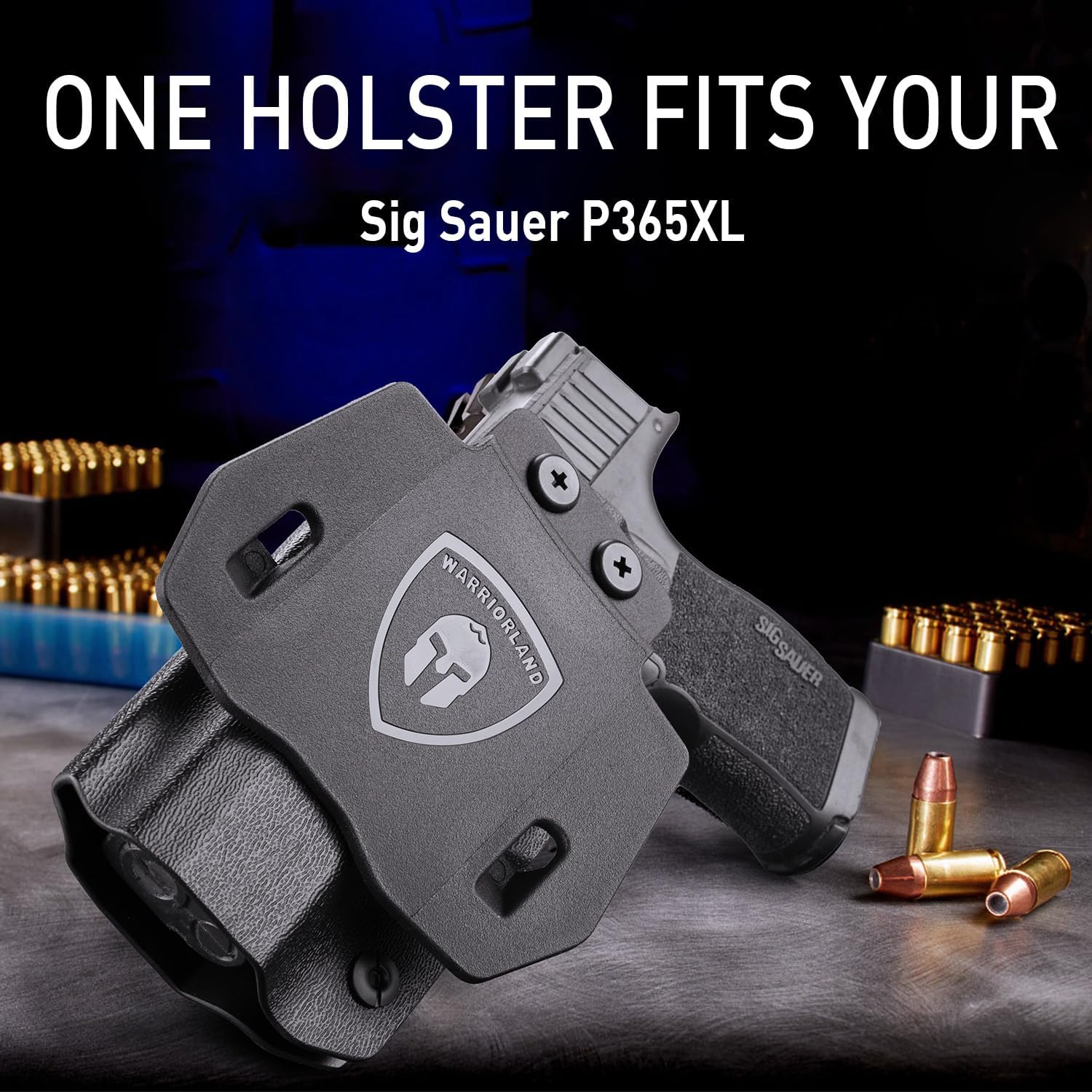 WARRIORLAND OWB Kydex Paddle Holster, Optional for Glock 43/ 43X/ 43Xmos & 17/20/ 21/22/ 23 Gen 3-5, Sig P365XL, Ruger Max-9/ LCP Max .380, Walther PPS M2, Fits 1.5"-1.75" Belt, Optics Cut & Adj. Cant