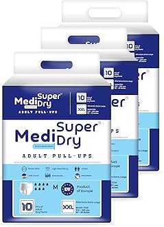 Adult Diaper Pants | Double Extra Large (2XL) |Waist 152-205 cm (60-80 inches) |High Absorbency -10 Hrs |Leakproof |Breathable |Odourless |Elastic Waist |Men & Women | 30 Units, Pack of 3