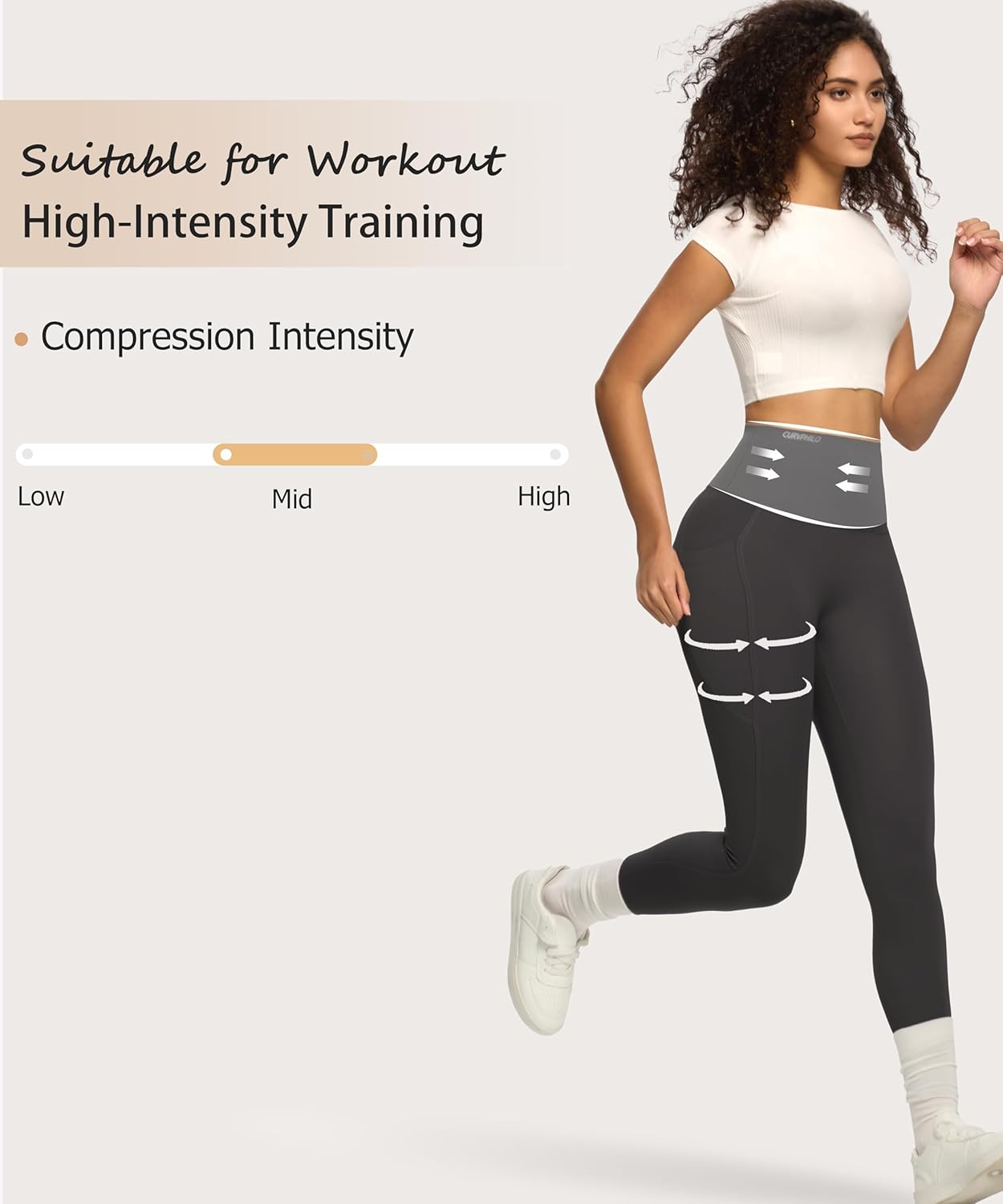 Women's Compression Leggings Butt Lifting Work Out Athletic Gym High Waist Tummy Control Stretchy with Pockets - Image 4