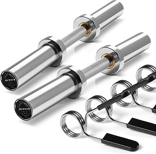 RITFIT Mancuernas olímpicas de 1620 pulgadas, par de barras de mancuernas cargables de 500 libras con collares para placas de peso olímpicas de 2