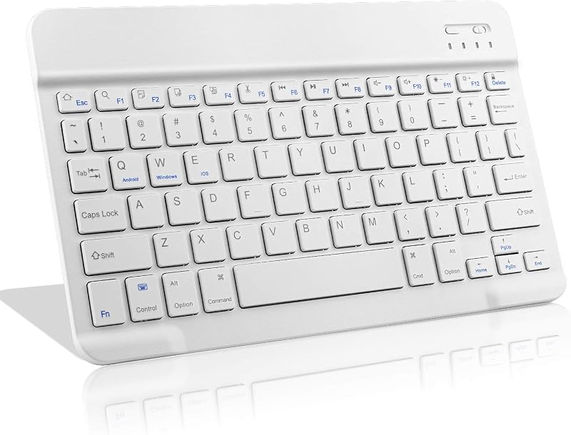 Wireless Keyboard for Amazon Fire HD 8 Tablet,Universal Slim Portable Bluetooth Keyboard Compatible with Amazon Fire Tablet HD 8 Keyboard with Built in Rechargeable Battery,White