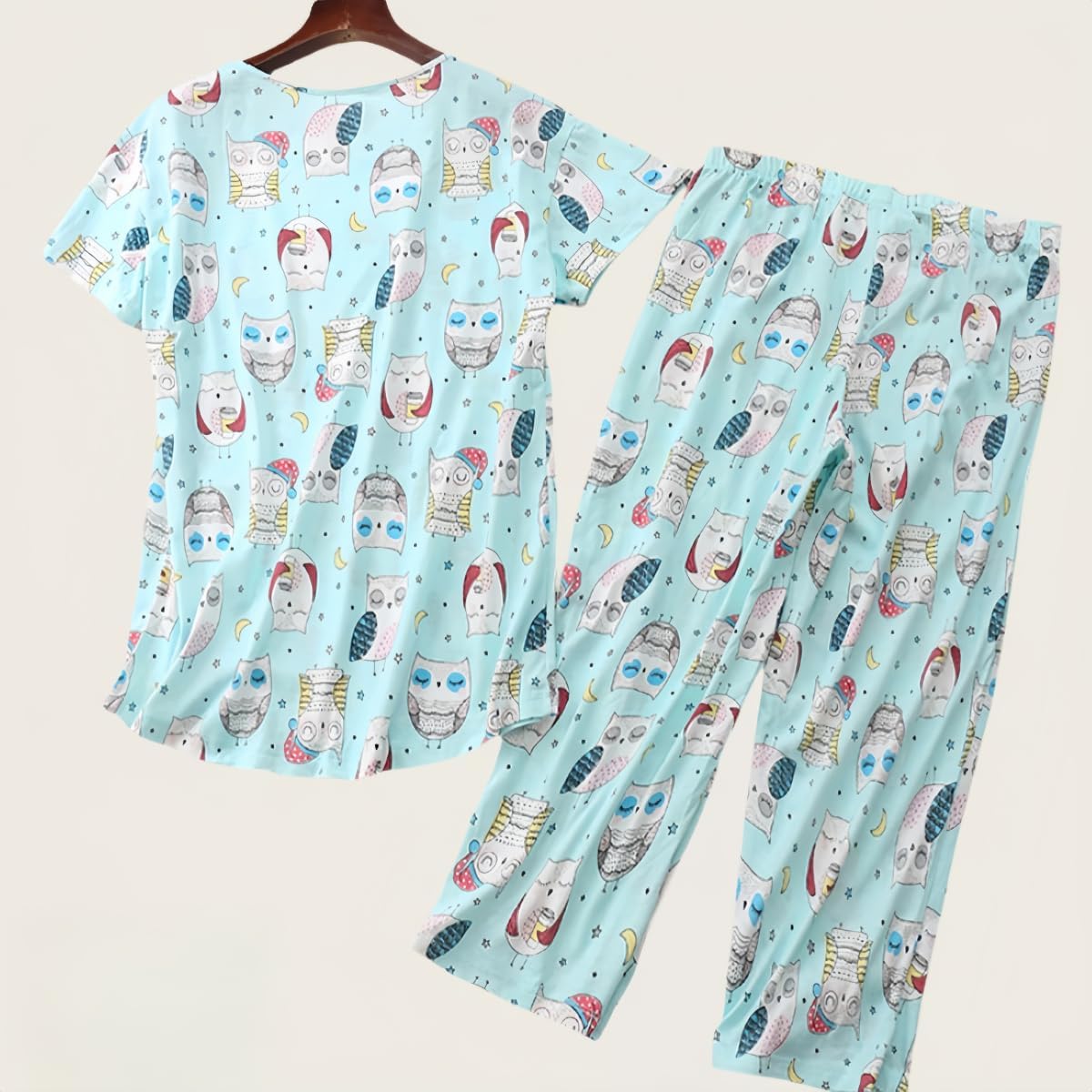 Women's Pajama Sets Cotton Pj Set Short Sleeve Top With Capri Pants Sleepwear 2 Piece Lounge Set - Image 2