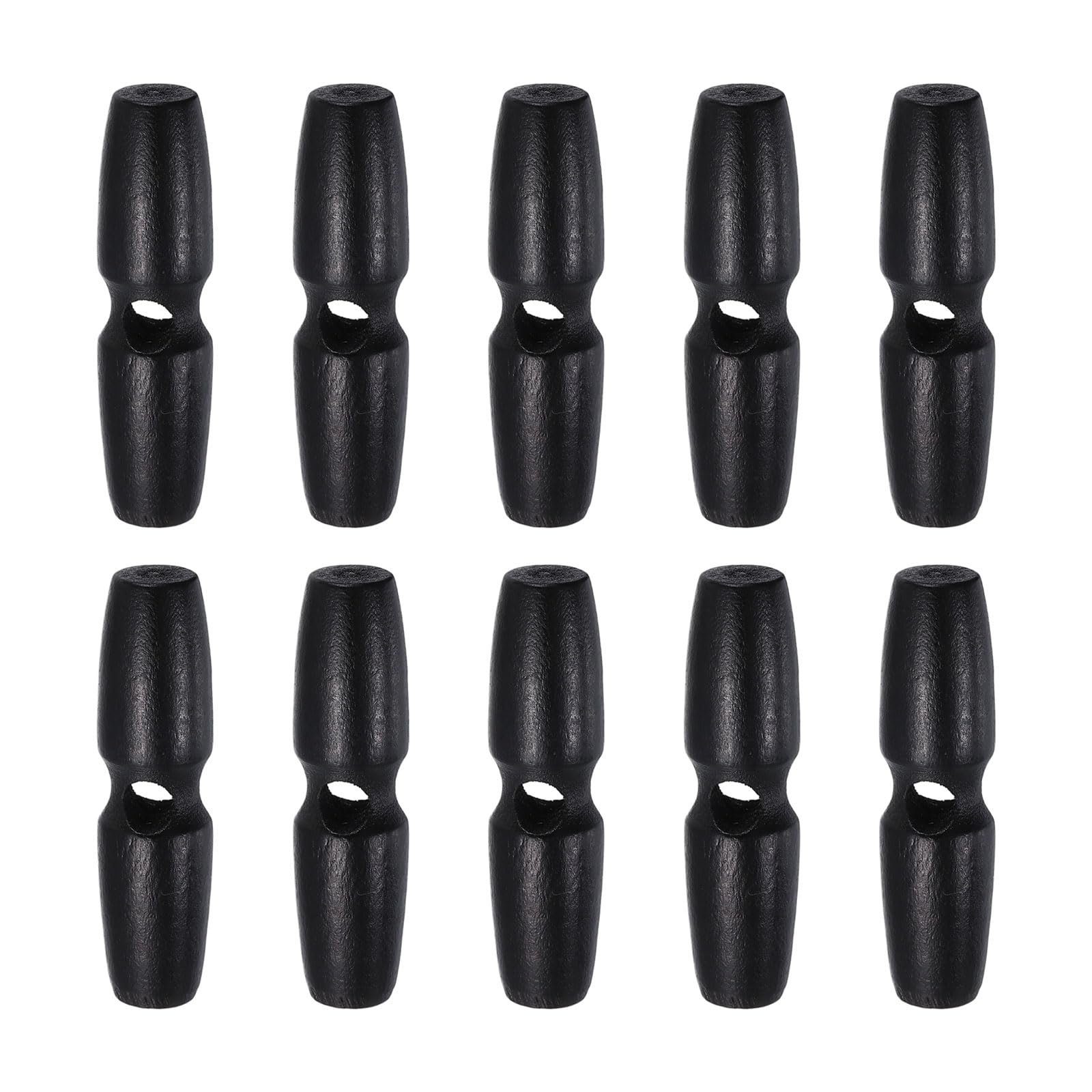sourcing map 10pcs Wooden Toggle Buttons 55mm / 2.2" Single Hole Wood Olive Horn Sewing Buttons for Coat Sweaters Clothing DIY Craft, Black