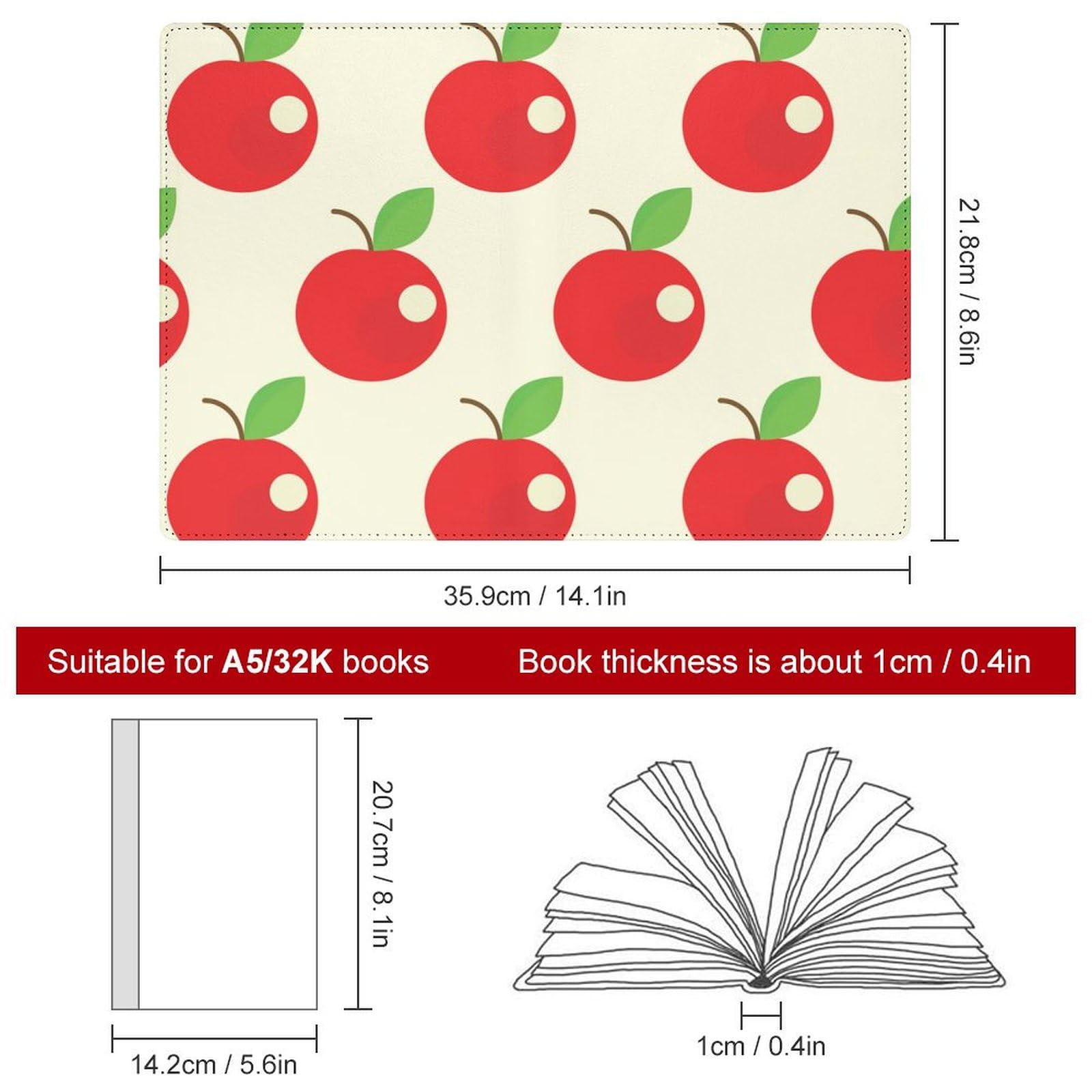 Amazon.co.jp: ブックカバー りんご柄 さくらんぼ 手帳カバー ノート