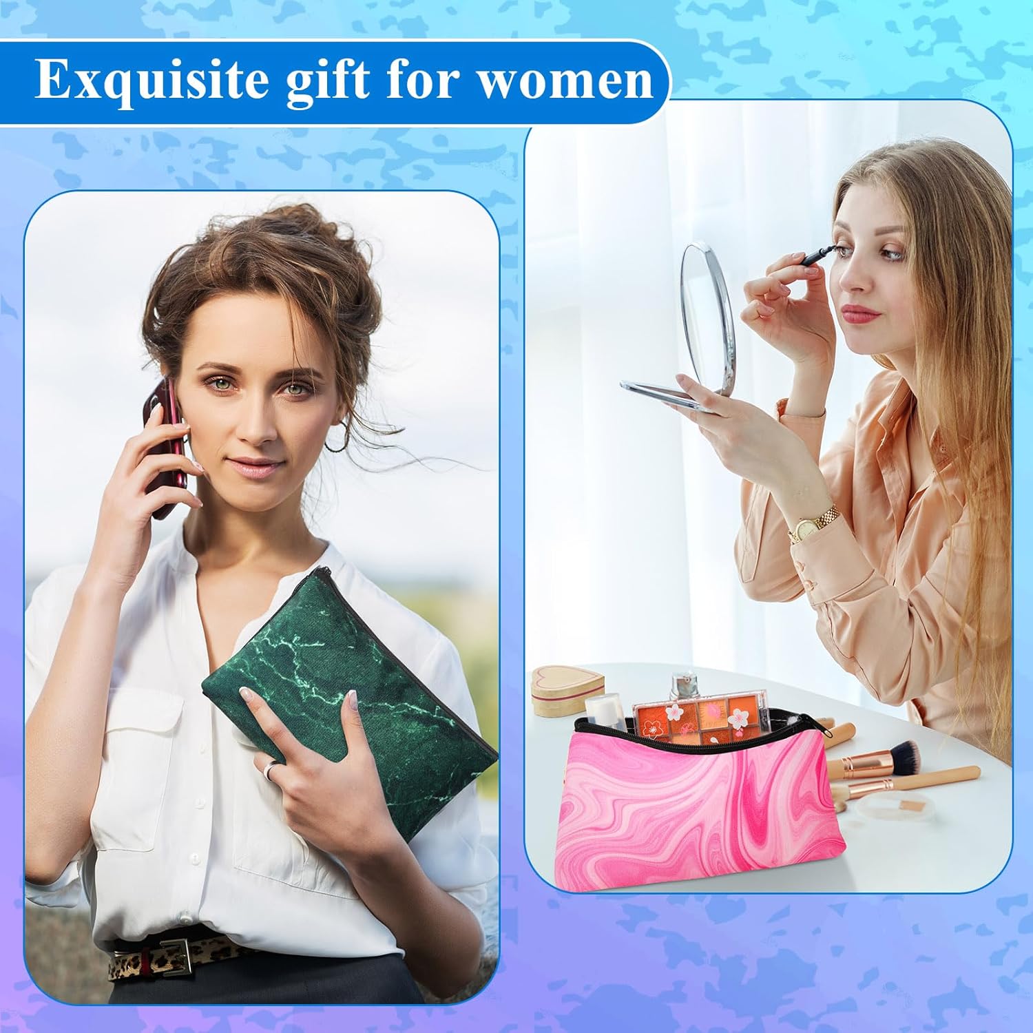 Meanplan 24 Pcs Marble Cosmetic Bags Marble Makeup Bags Toiletry Pouch with Zipper Travel Cosmetic Organizer for Women and Girls 24 Styles - Image 5