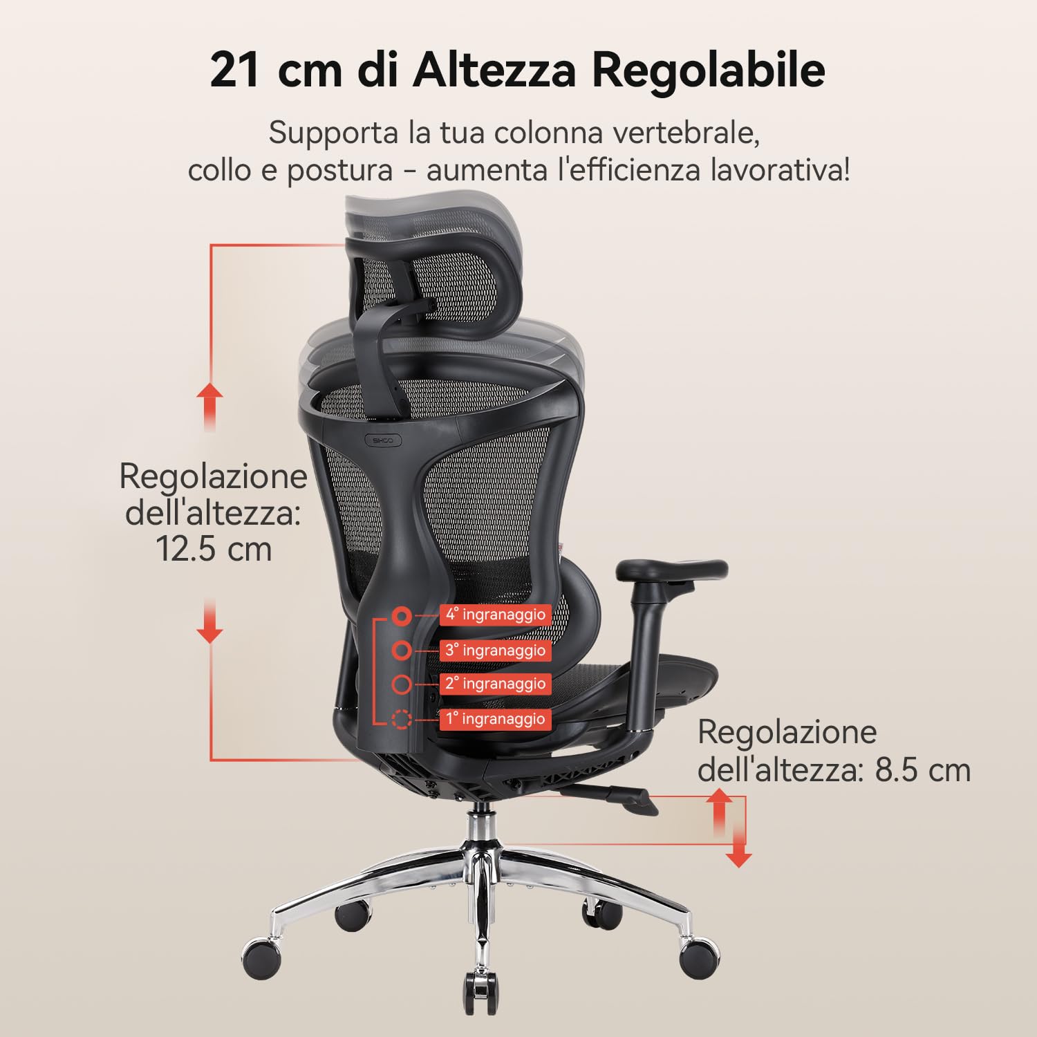 SIHOO Doro C300 Sedia Ufficio Ergonomica con Braccioli Ultra Morbidi in 3D, Supporto Lombare Dinamico per Sedia scrivania a Casa, Sedia da Scrivania con Schienale Regolabile,2 confezioni(Nero)