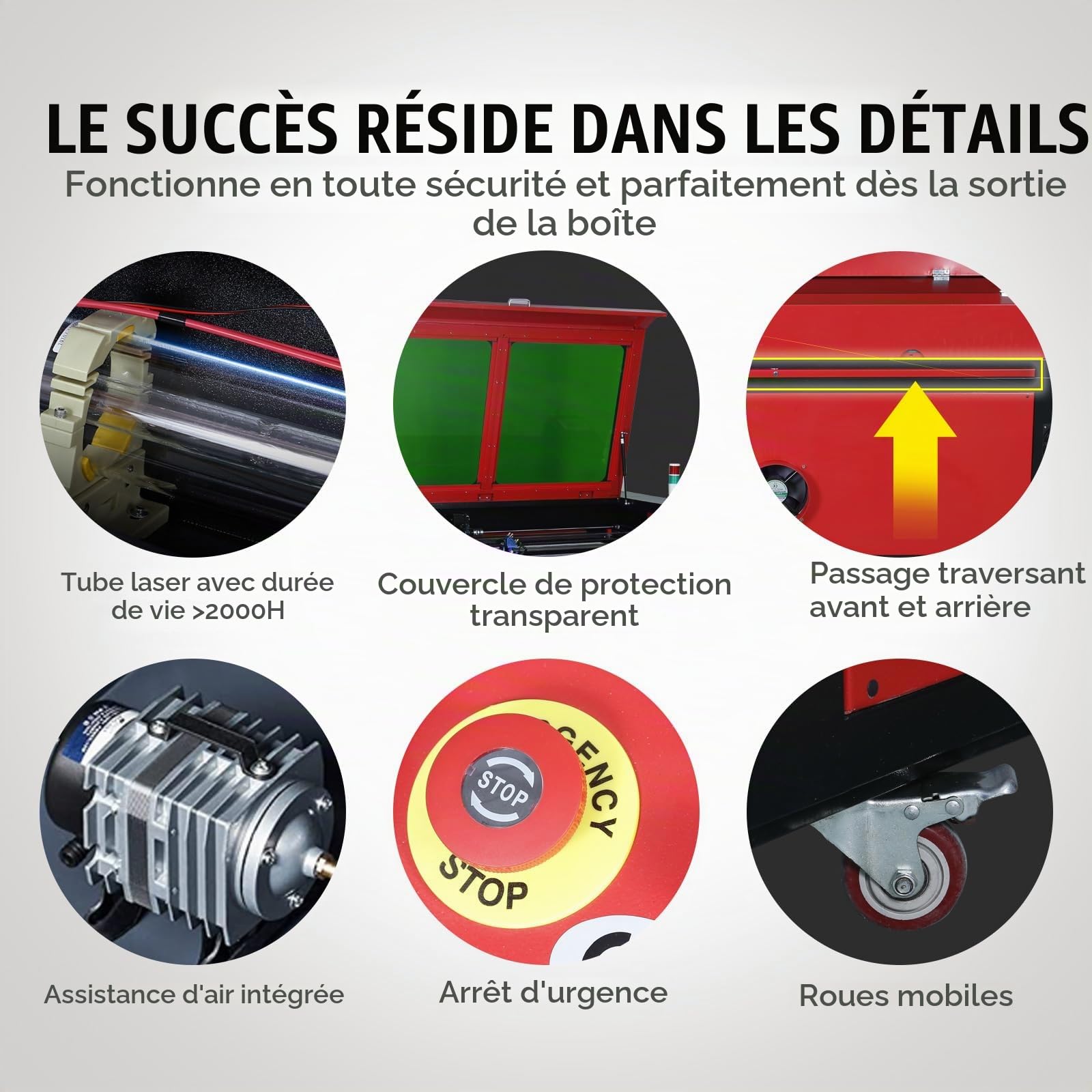 VEVOR Graveur Laser CO2 Machine de Gravure Découpe Laser 50 W Zone de Travail 300x500 mm, Vitesse de Travail 0-500 mm/s, avec Assistance Air, Panneau de Commande Numérique, pour Bois, Acrylique, Tissu