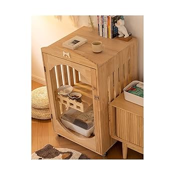 Amazon | キャットタワー 猫 ケージ 猫 別荘 小型 トイレ付 二階