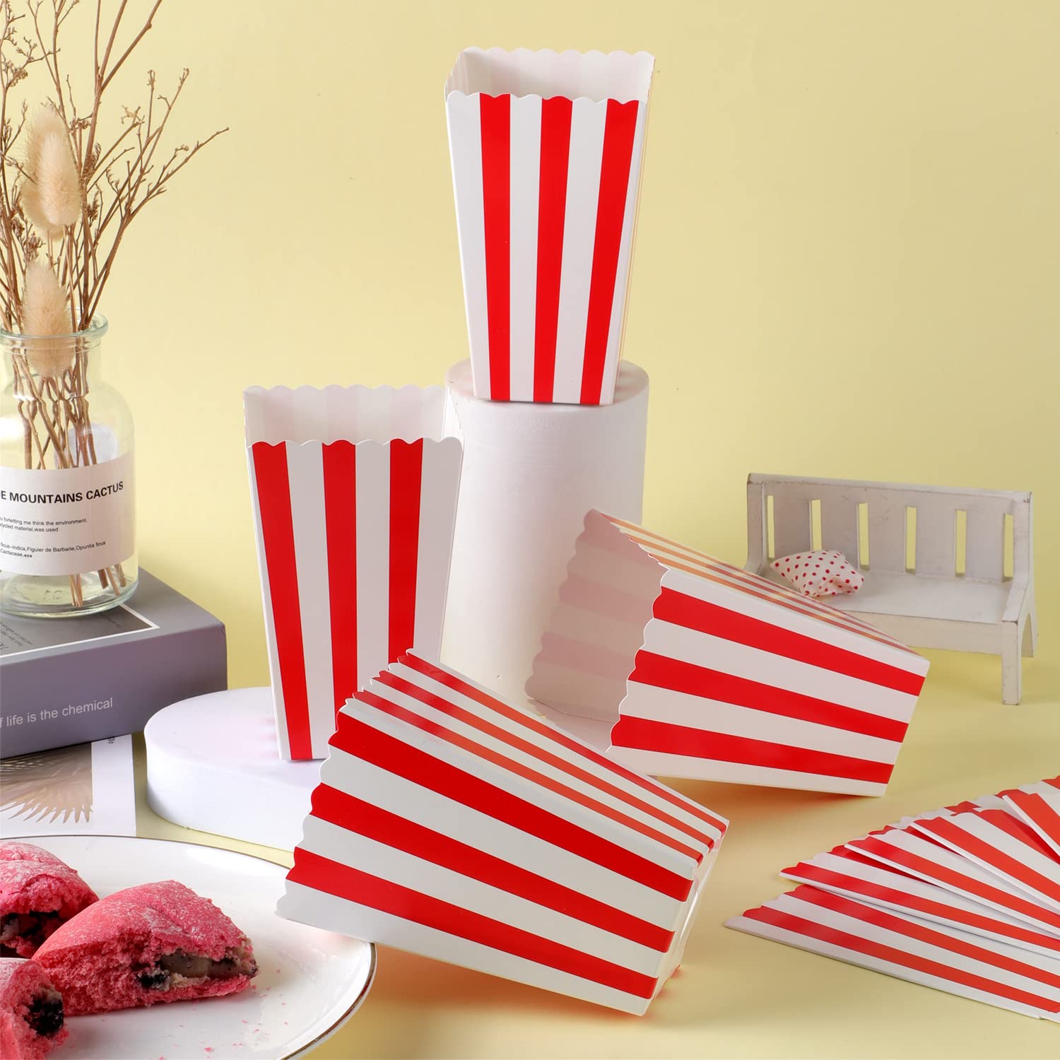 Santex Popcorn/snoep Bakjes - 8x - Hollywood/film Thema - Karton - 6 X 8 X 17 Cm