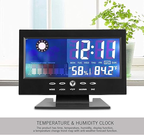 Miniatura 2 de Reloj digital, pantalla digital de temperatura y humedad con alarma, 1224 horas conmutable para actividades y regalos