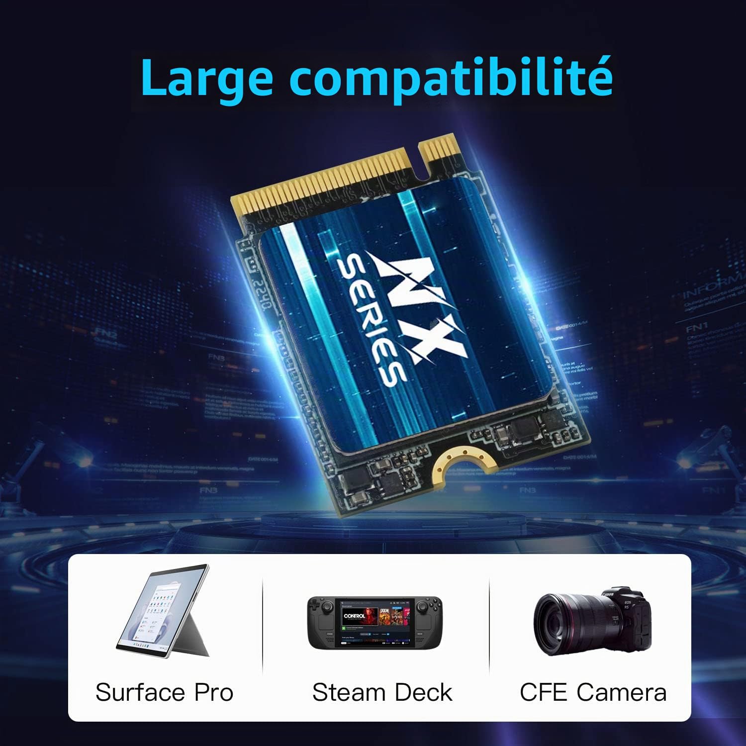 KingSpec 256Go Disque SSD M.2 2230, M2 NVMe Gen3x4 – Vitesse de Lecture jusqu'à 3500 Mo/s, SSD Interne PCIe3.0 Compatible avec Steam Deck/Surface Pro/Ordinateur Portable