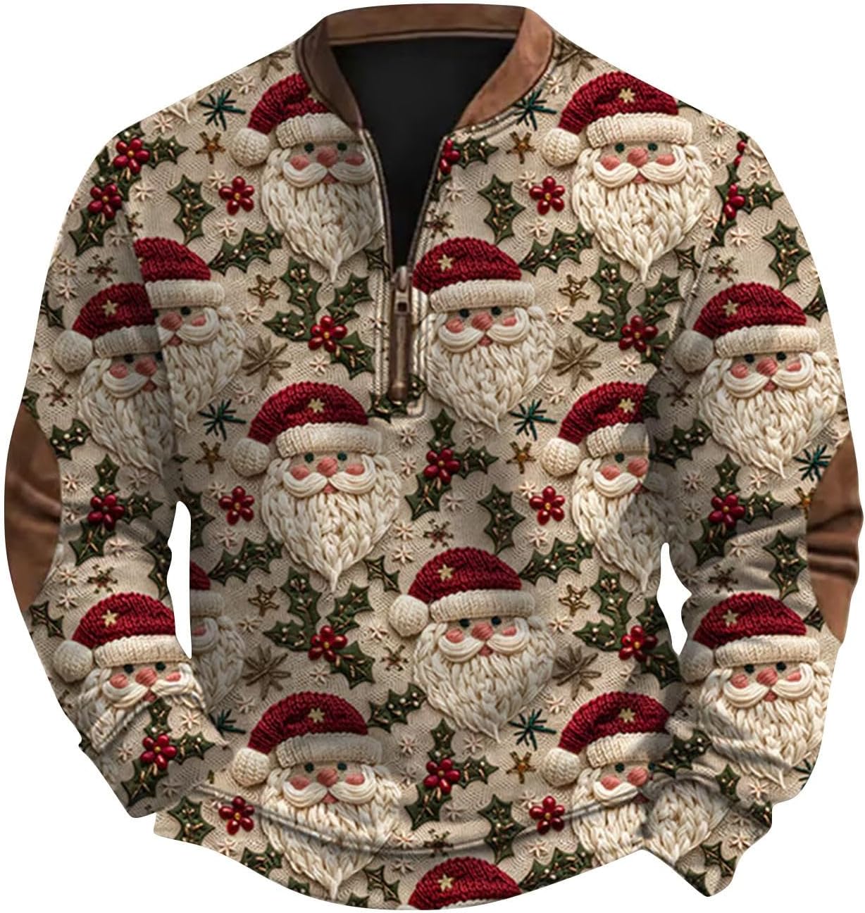 Mens Santa Claus Pullover Sweatshirt Funny Christmas Print Shirt Long Sleeve Quarter Zip Xmas Tops Casual Holiday Tee Mens Santa Claus Pullover Sweatshirt Funny Christmas Print Shirt Long Sleeve Quarter Zip Xmas Tops Casual Holiday Tee