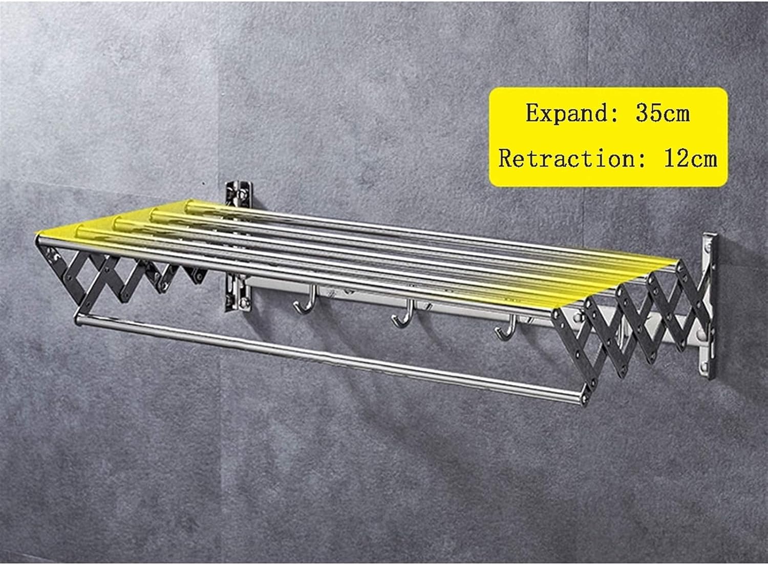 Laundry Room Drying Rack Wall Mounted Clothes Hanger Folding Extendable Wall Coat Towel Racks Home Storage Organiser Space Savers with Rod Fashionable