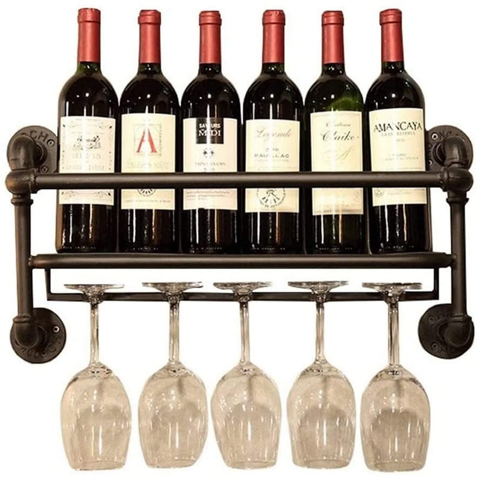 Casier à vin vintage industriel aux finitions soignées en bois et métal
