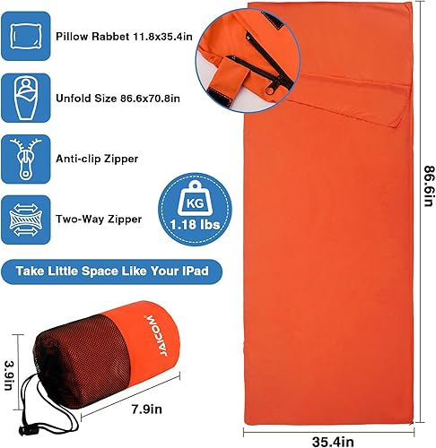 Miniatura 9 de JAICOM Sleeping Bag Liner, Travel Sheets & Adult Sleep Sack, Ultralight and Portable Summer Sleeping Bag - Ideal for Backpacking, Hotels and