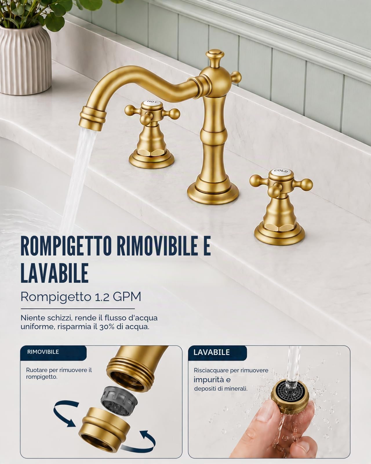 Rubinetto per lavabo da bagno diffuso manopole a doppia croce in ottone antico 3 fori miscelatore rubinetto montaggio sul ponte con scarico pop-up