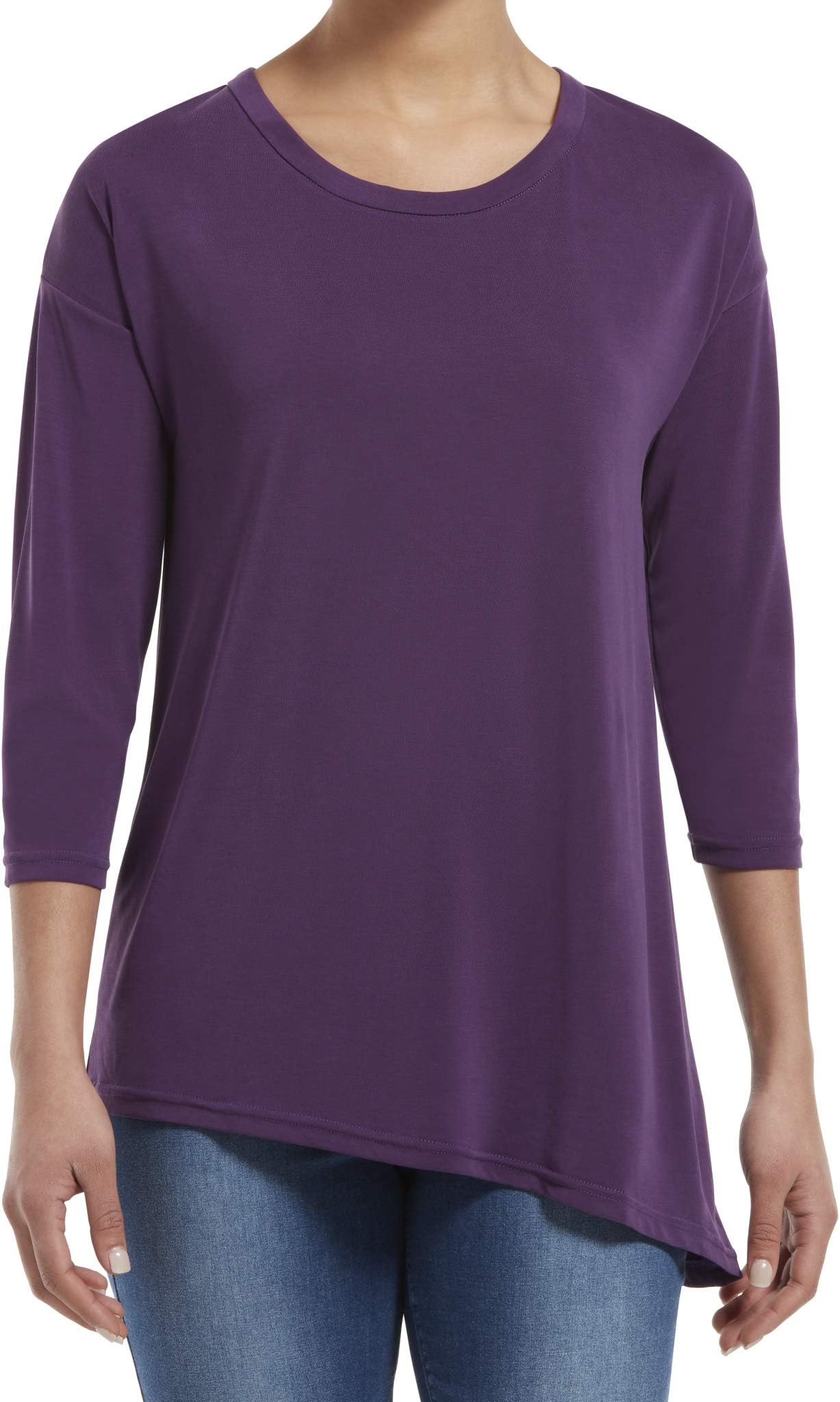 Women's 3/4 Sleeve Crew Neck Long Tunic Top