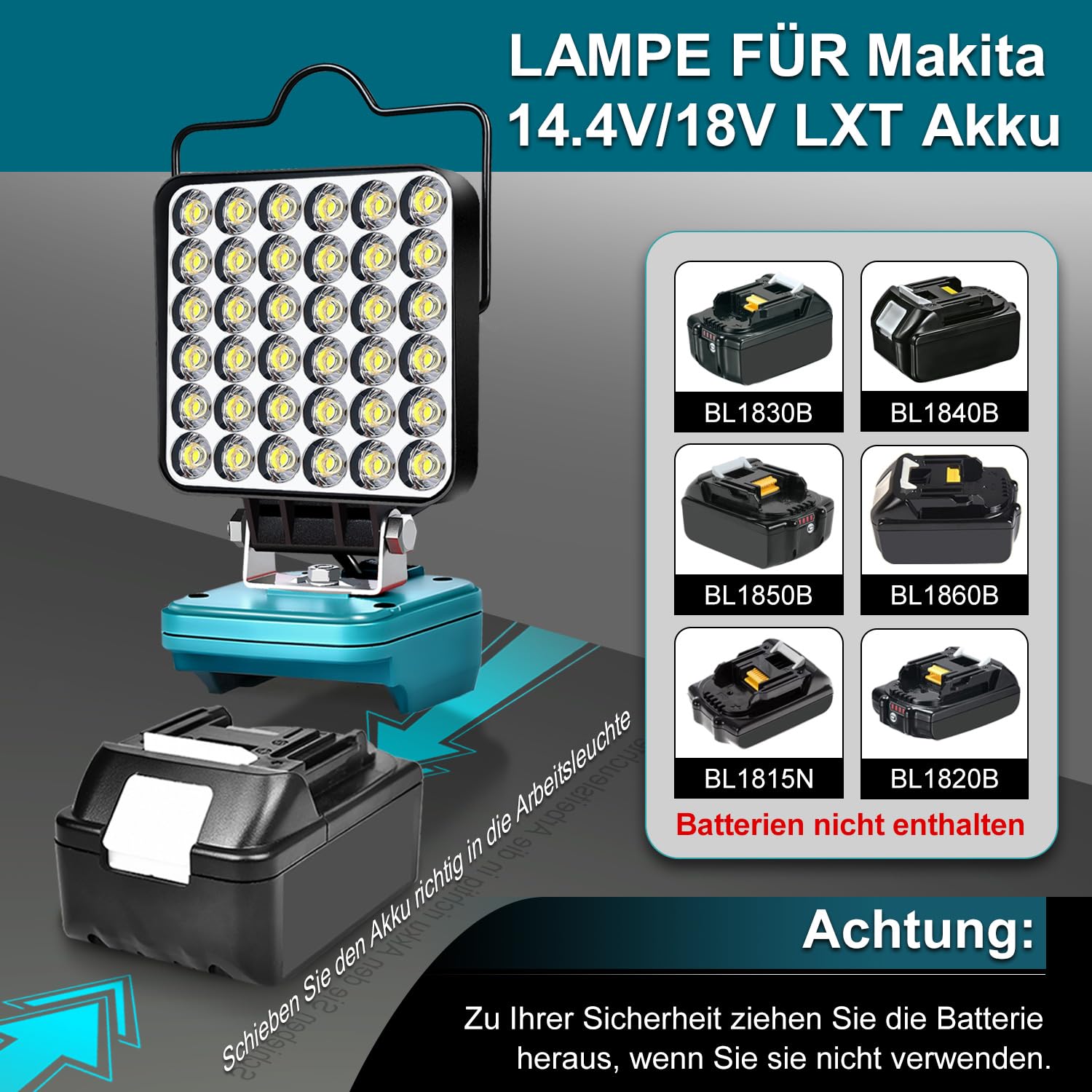 NATPOW LED Arbeitsleuchte Für Makita 18V - 5200LM Baustrahler Mit USB-C