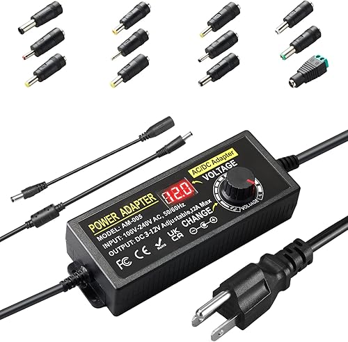 Fuente de alimentación universal ajustable 3V  12V 12A 144W Adaptador de corriente de conmutación variable 100V-240V AC a DC transformador con 12