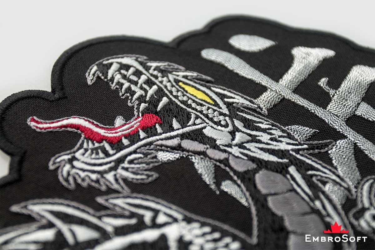 Legendary East Dragon Yin and Yang Embroidered Patch Iron On (6.5" x 12.8", Turned to The Left Side)