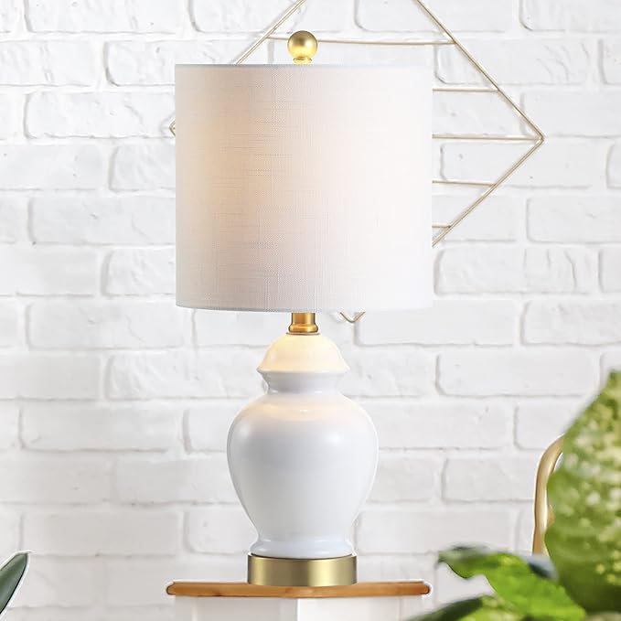 JONATHAN Y JONATHAN Y JYL1035A Perry 20" Ceramic/Metal LED Table Lamp French Country Classic Bedside Desk Nightstand Lamp for Bedroom Living Room Office College Bookcase LED Bulb Included, White/Brass Gold photo 2