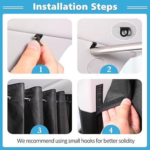 Miniatura 8 de ZATOOTO Cortina divisora de automóvil, cortina opaca para vehículos, longitud ajustable para furgonetas grandes, caravanas, camiones (6.56 pies x