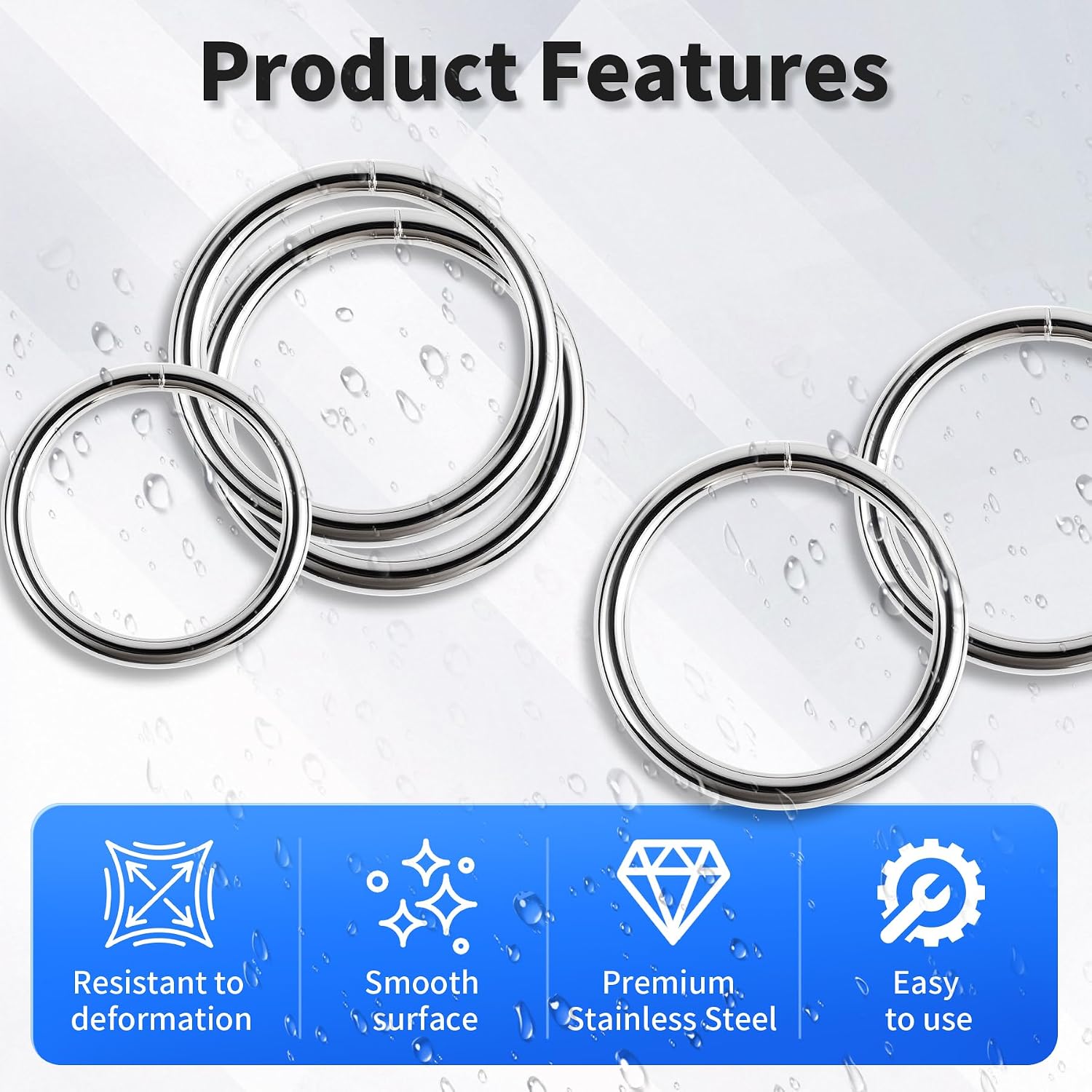FOCMKEAS 2 Pcs Stainless Steel O Rings, ID 24 mm, Wire 3 mm, Silver image 3