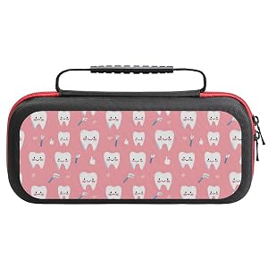 GVYGVY Compatible with Nintendo Switch Case - Fashion Travel Carrying Teeth Cute Toothbrush Print Case Compatible with Switch
