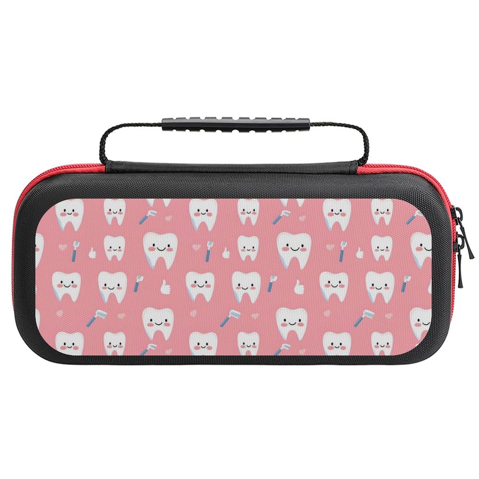 GVYGVY Compatible with Nintendo Switch Case - Fashion Travel Carrying Teeth Cute Toothbrush Print Case Compatible with Switch