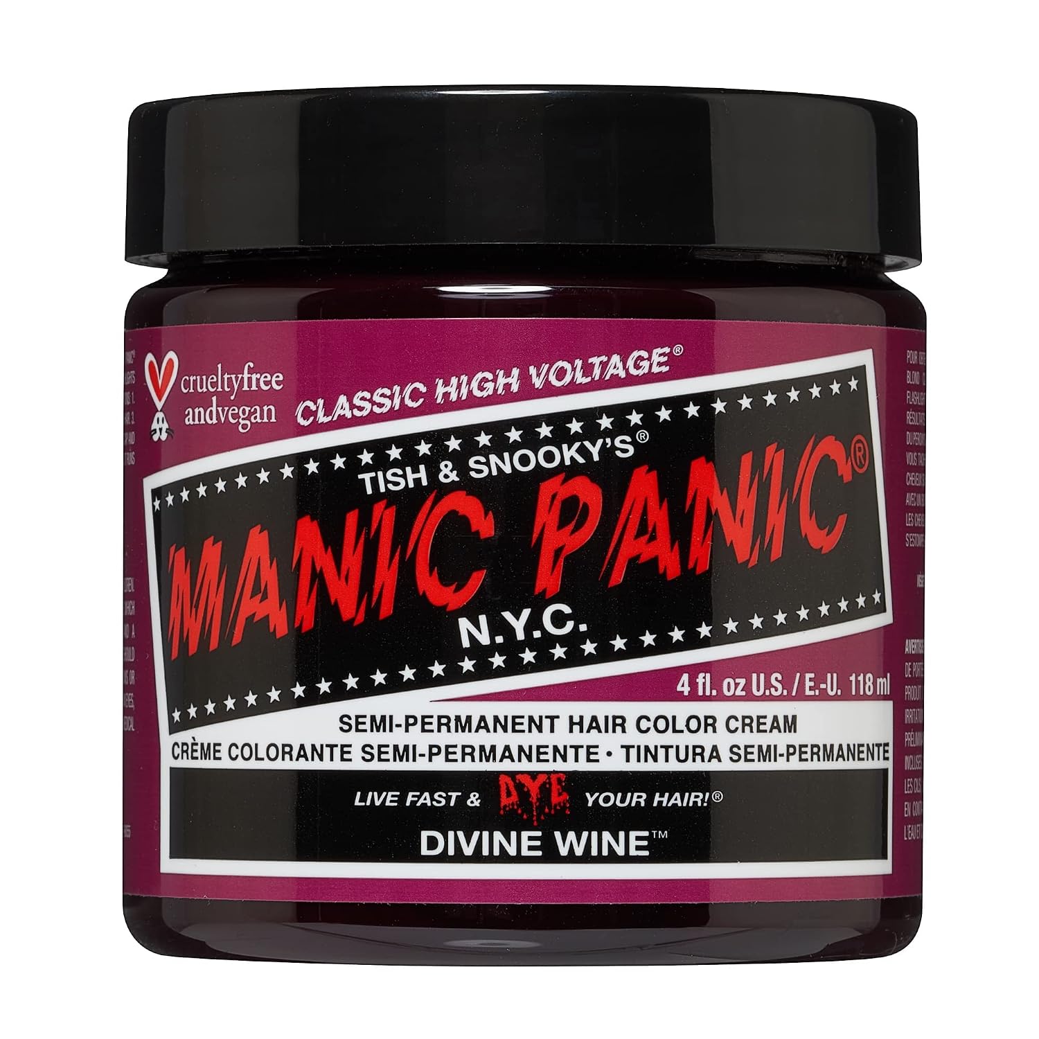 MANIC PANIC Classic Divine Wine Semi Permanent Hair Color - Deep Red-Based Pink Hair Dye for Women & Men That Lasts 4-6 Weeks - Vegan, Ammonia & Cruelty-Free - Create & Mix Custom Shades (4oz)