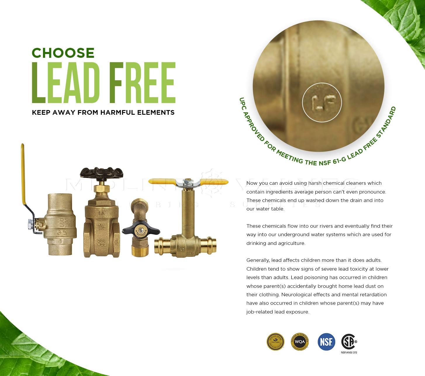 Midline Valve 5 Pack 1/2 Inch Press Ball Valve with Double-O-Ring, Full Port Press Ball Valve with 1/2" Connections, Brass Finish