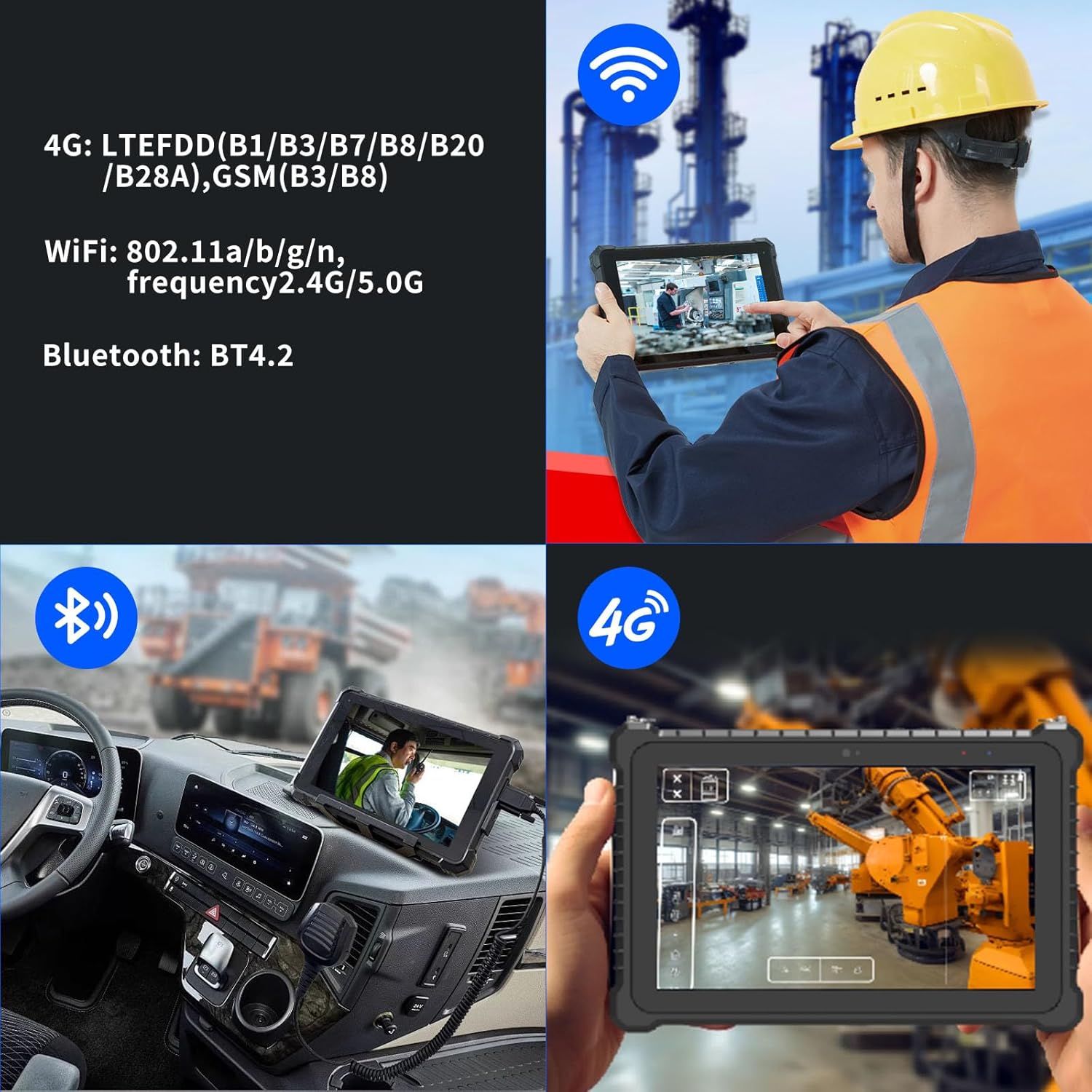 Rugged Tablet 10.1 inch, Windows 11 Pro Industrial PC, 8GB RAM 256GB SSD, Celeron N5100, IP67 Waterproof & Drop-Proof Outdoor Tablet, 8000mAh Battery, 1D/2D Scanner, GPS, Fingerprint