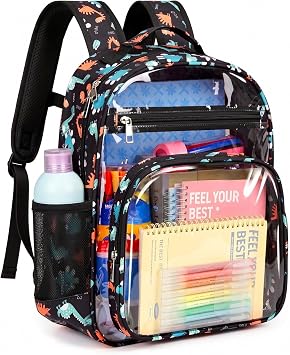 Soimeat Clear Backpack for Boys - Kids Clear Bookbag for Elementary School