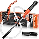 Electric Fuel Transfer Pump Siphon Pump for Gas, Fuel, Diesel, Water Transfer 2.4 GPM Flow Oil Extractor -Easy to Use Hand Fuel Pump, Multi-Use Siphon Fuel Transfer Pump（Deep Orange）