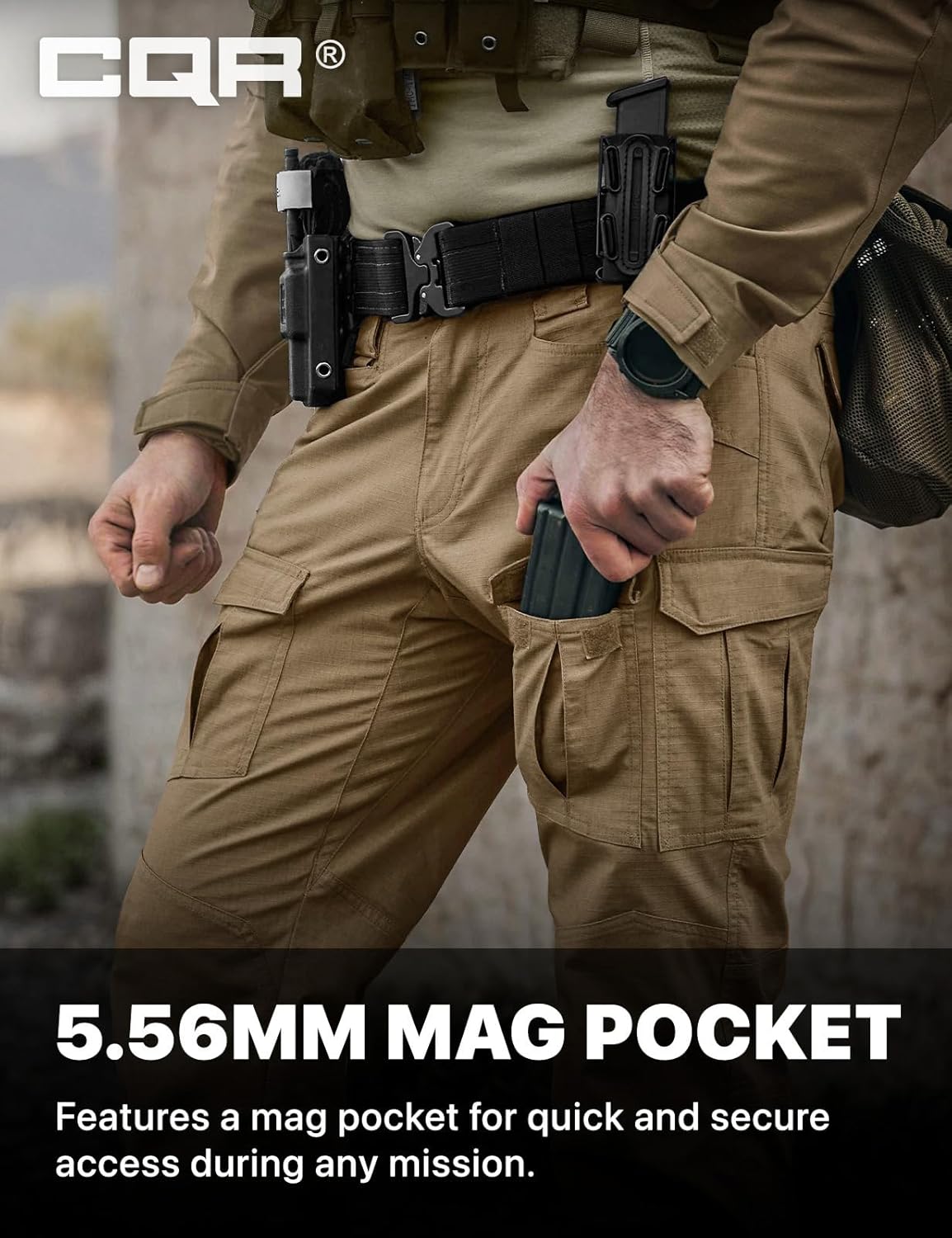 CQR Men's Flex Ripstop Tactical Pants, Water Resistant Stretch Cargo Pants, Lightweight EDC Hiking Work Pants - Image 5