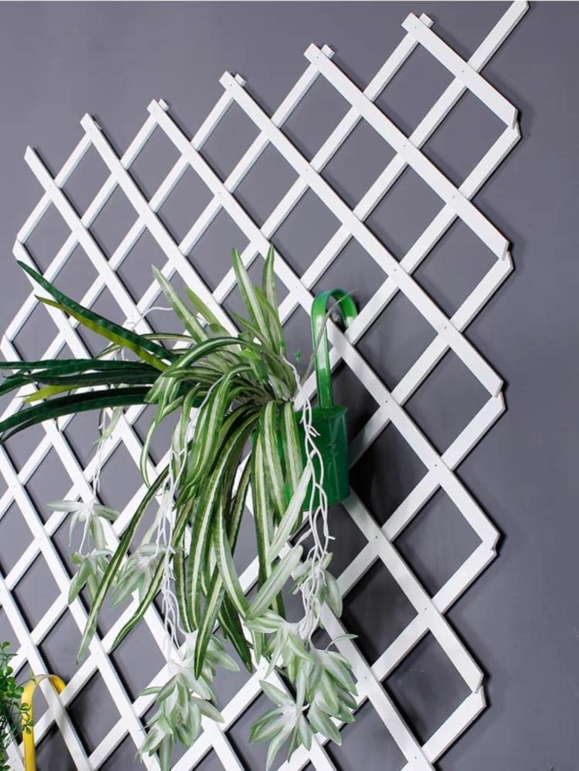 MTZ Makeup Toy Expandable Wooden Garden Fence Portable Wooden Wicker Fence Hanging Bamboo Fence Plant Trellis Frame Plant Support Fence for Climbing Flowers Vines Wall Decor (75cm White)
