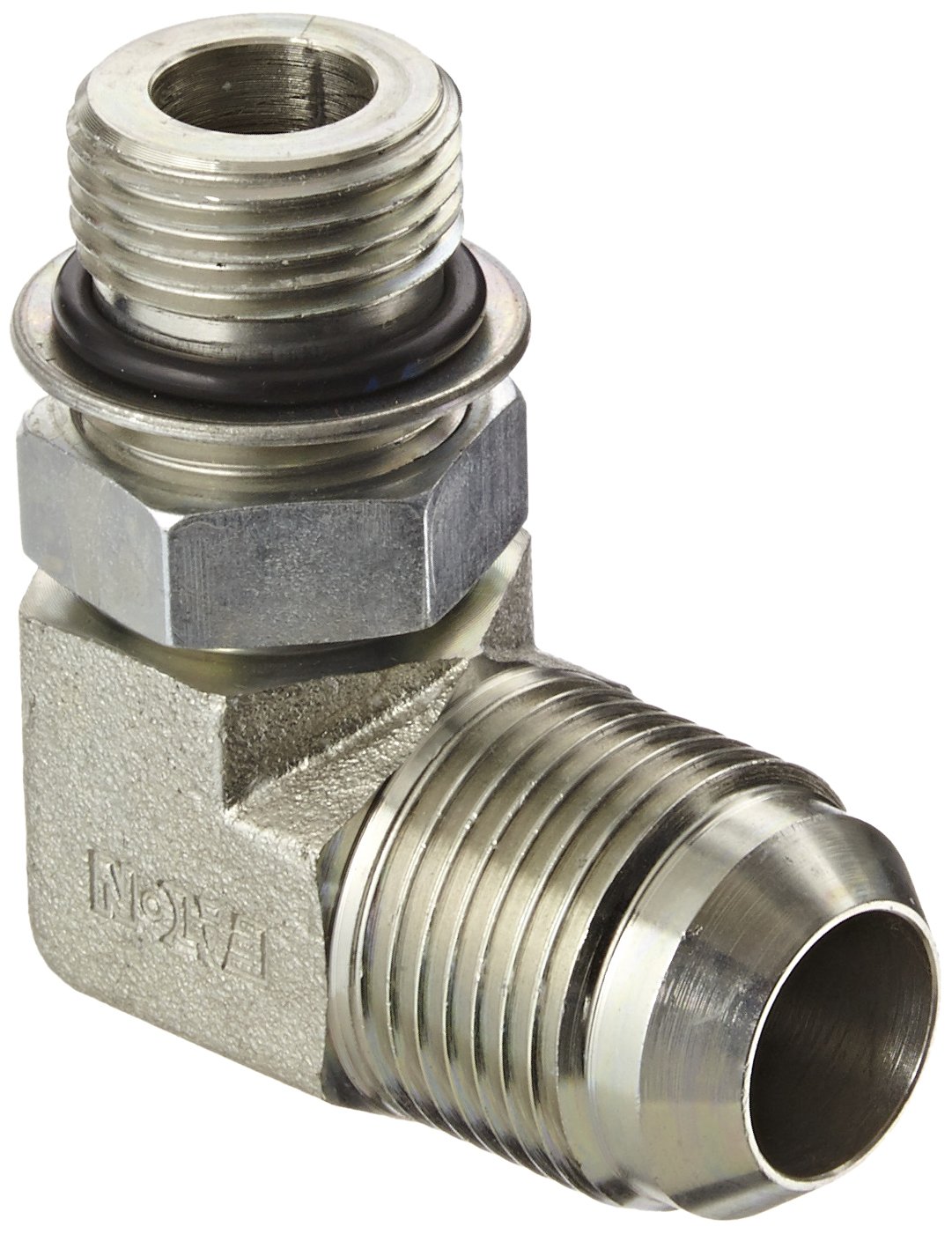Eaton Aeroquip 2062-10-12S Steel Flared Tube Fitting, 90 Degree Elbow, 3/4" Male JIC x 5/8" O-Ring Boss Male
