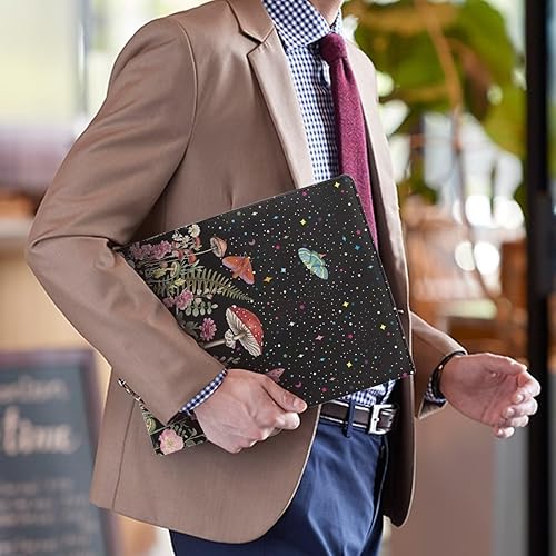 Miniatura 4 de Dreaweet Carpeta portapapeles con estampado de hongos, carpeta organizadora de cuero para mujeres, lindo organizador de negocios adecuado para