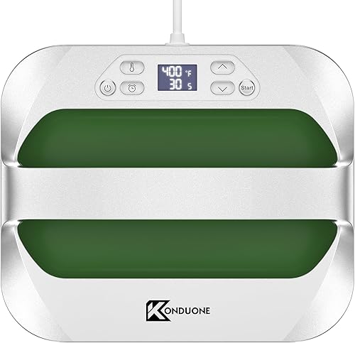 Máquina de prensa de calor de 12 x 10 pulgadas, transferencia de calor de fácil prensa para camisetas y proyectos de vinilo HTV, plateado y verde