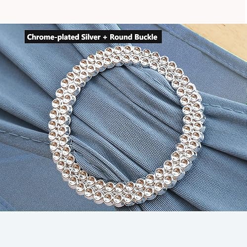 Miniatura 3 de Gankar 100 bandas de silla color azul polvoriento para ceremonia de boda, bandas elásticas para sillas para fiestas, banquetes, temas, hoteles,